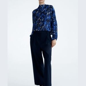Zara Limited Edition Printed Blouse with Bow